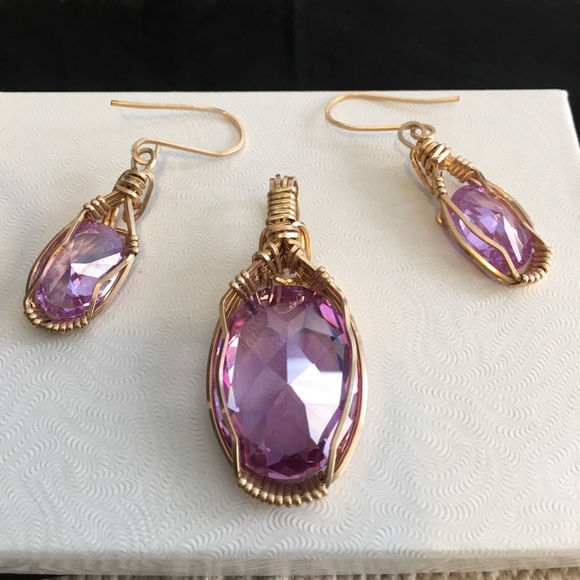 Jewelry - Artisan Handmade Gold rolled amethyst jewelry set